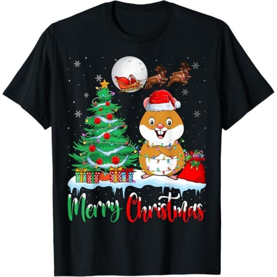 Hamsters Wearing Santa Hat Xmas Merry Christmas Hamsters T-Shirt GIU1 Mens Womens Tank Top Sweatshirt Hoodie Longsleeve 800 Black XXXXXL разноцветный
