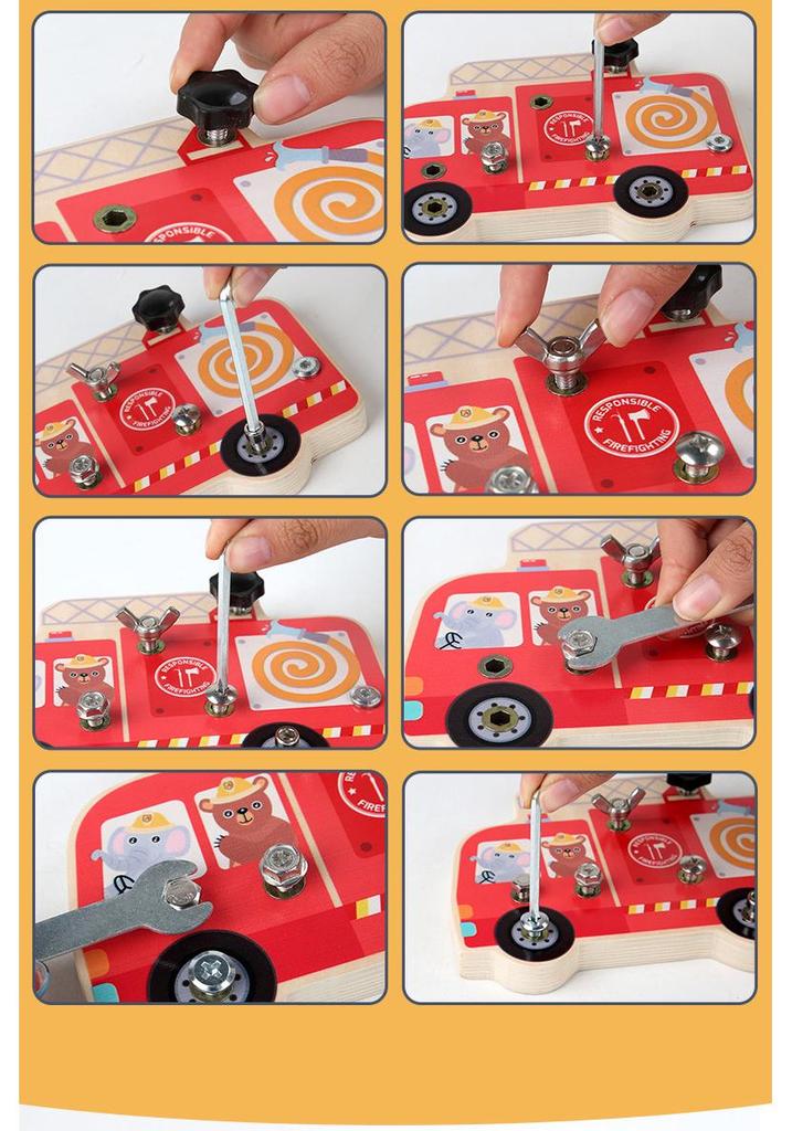 Wooden Fire Truck Screwdriver Set for Kids: Sensory Assembly Toy for 3-5 Years