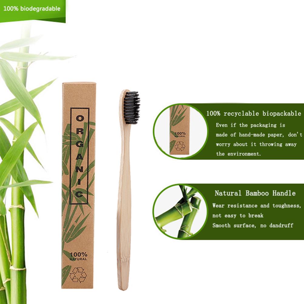 50Pcs Toothbrushes Environmental Protection Bamboo Charcoal Soft Hair Brown Brush Head