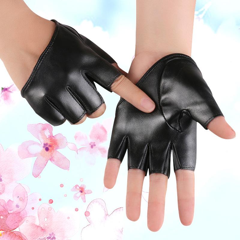 New Half finger Leather Gloves European and American Women's Half Palm Gloves Stage Nightclub Pole Dance Performance Half Finger Gloves