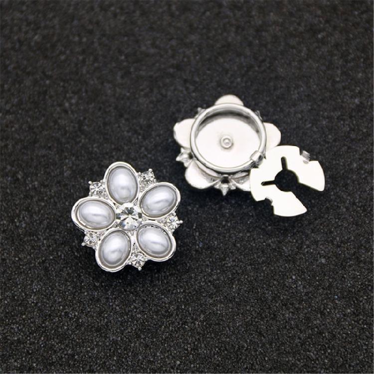 Shirt Button Cover Decorative Button For Women Wedding Accessories Rhinestones Flower Design Button Clip for Formal Shirt