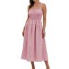 Women Sexy Loose Striped Suspender High Waist Slimming Commuting Midi Dress