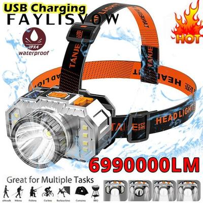 T20 Super Powerful Built-in Battery Headlamp USB Rechargeable LED Multifunctional Waterproof Torch Flashlight Outdoor Camping
