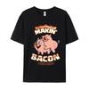 Makin Bacon Tshirt Pig Funny Tshirt Letter Short Sleeve Graphic Round Collar Pure Cotton Tops Tees Tee Shirt Grandpa Summer