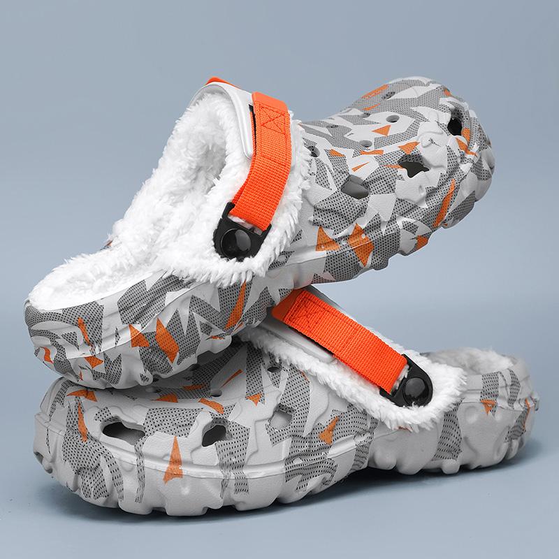 Herren Winter Hausschuhe Indoor Bequeme Warme Hausschuhe Sommer Abnehmbare Sandalen Herren Lässig Rutschfest Plüschfell Hausschuhe für Herren