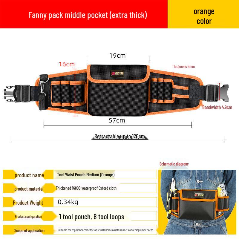Portable Electrician Tool Belt: Sturdy, Multifunctional Waist Pouch for Construction Site Storage
