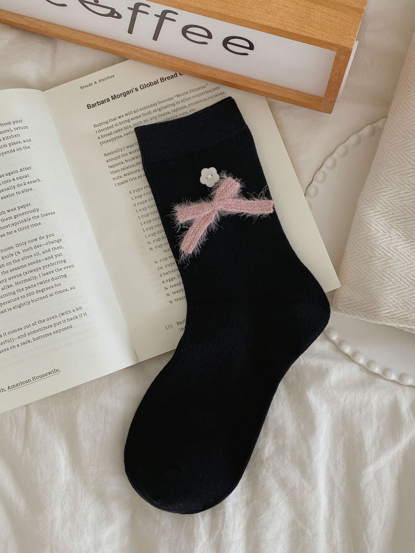 

Женские осенние милые гольфы с пуговицами и бантами в студенческом стиле 1 pair чёрный/розовый