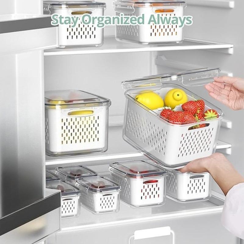 Contenants de stockage alimentaire 17 pièces pour l'organisation de la cuisine Comprend 7 couvercles 7 boîtes 3 paniers égouttoirs Idéal pour fruits et légumes