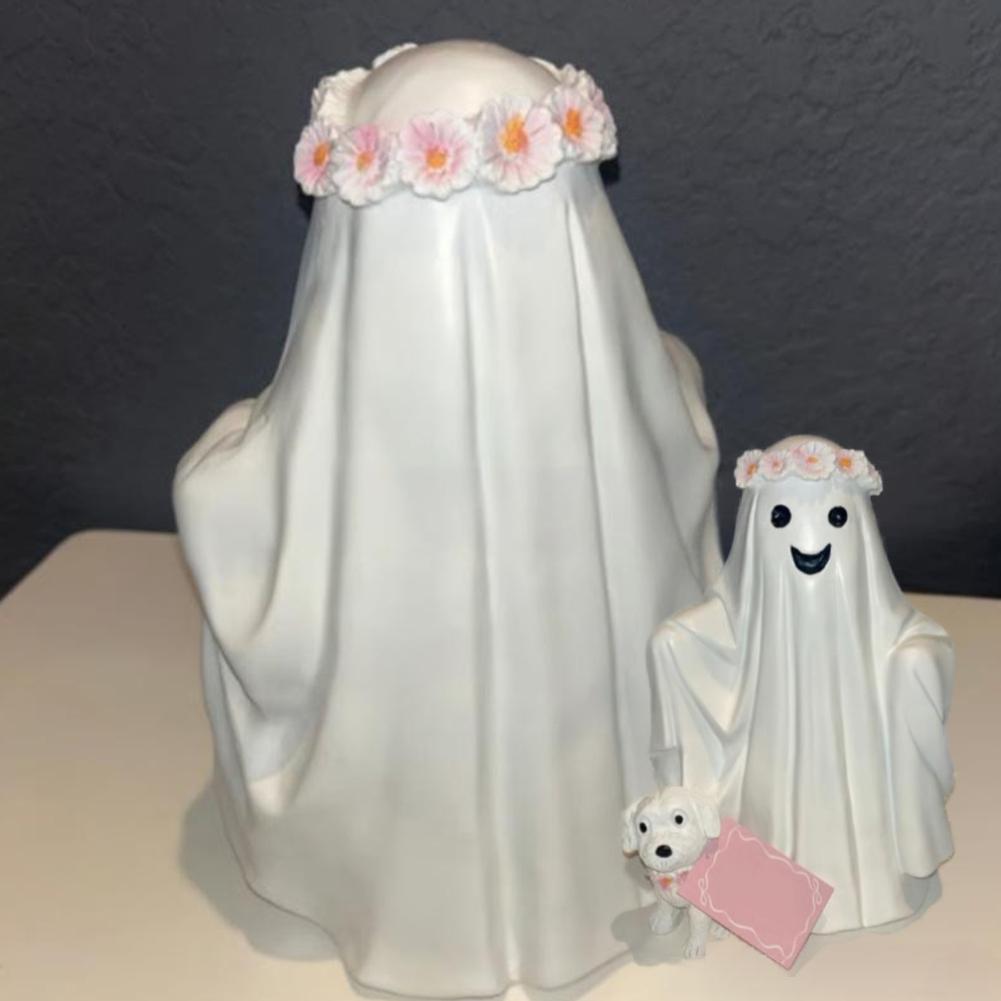 Ornements d'Horreur Chien Fantôme d'Halloween, 2025 Statue Figurine Chien Fantôme Marchant, Mignonne Figurine d'Halloween en Résine Décorations de Table à Domicile