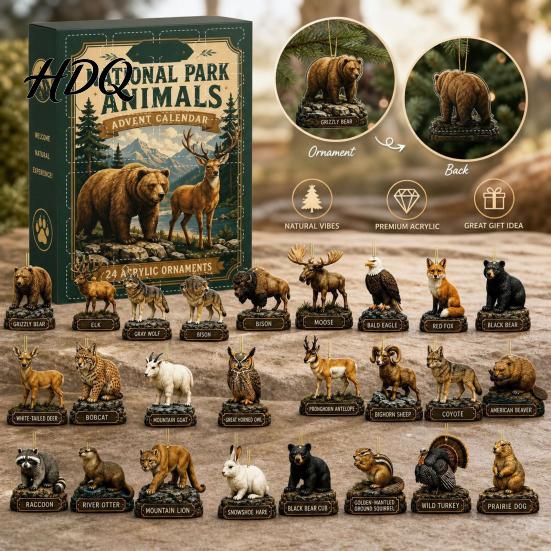 Christmas Advent Calendar Blind Box National Park Animal Arrival Calendar 24 Days Acrylic Figures Cute