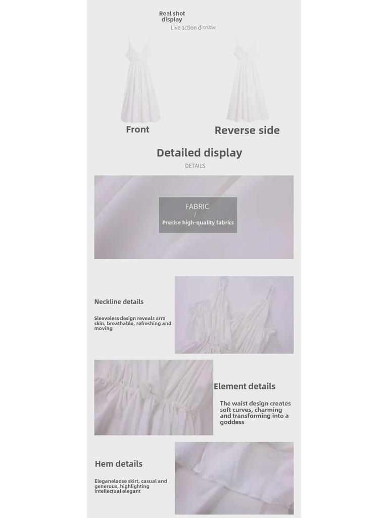 French-Style White Fairy Seaside Sundress - Women's Slim, Elegant Summer Maxi Dress