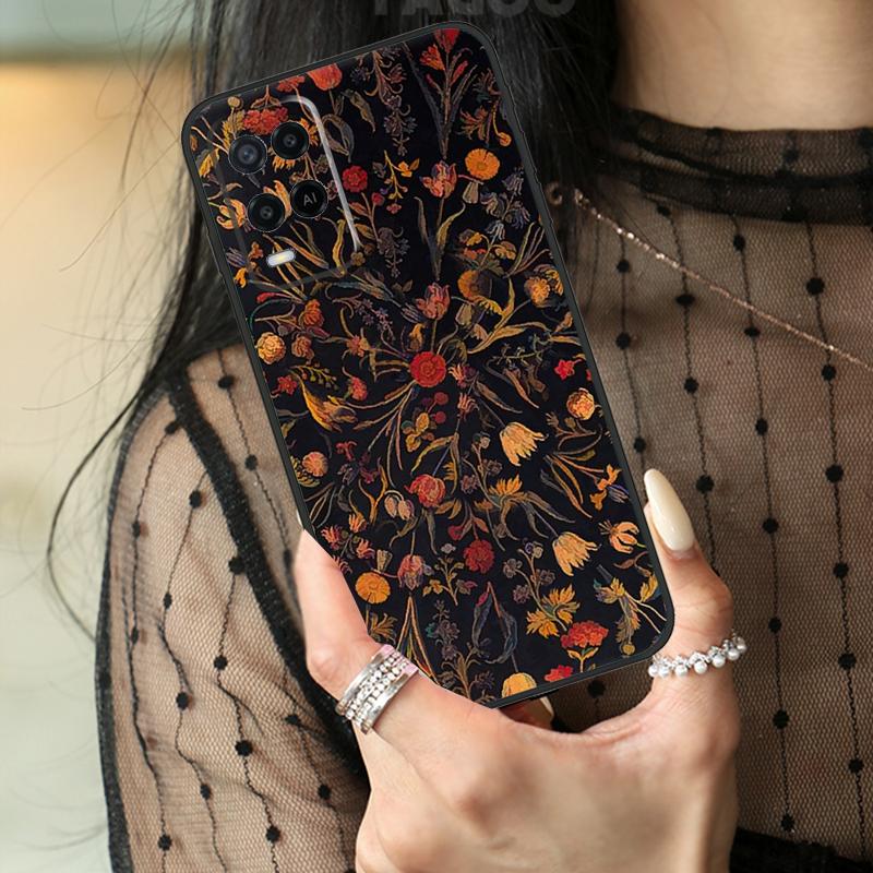 Flower Plant Art Case For Oppo A74 A94 A54 A80 A60 A40 A18 A38 A58 A78 A98 A96 A76 A16 A15 A17 A57 A77 A5 Pro