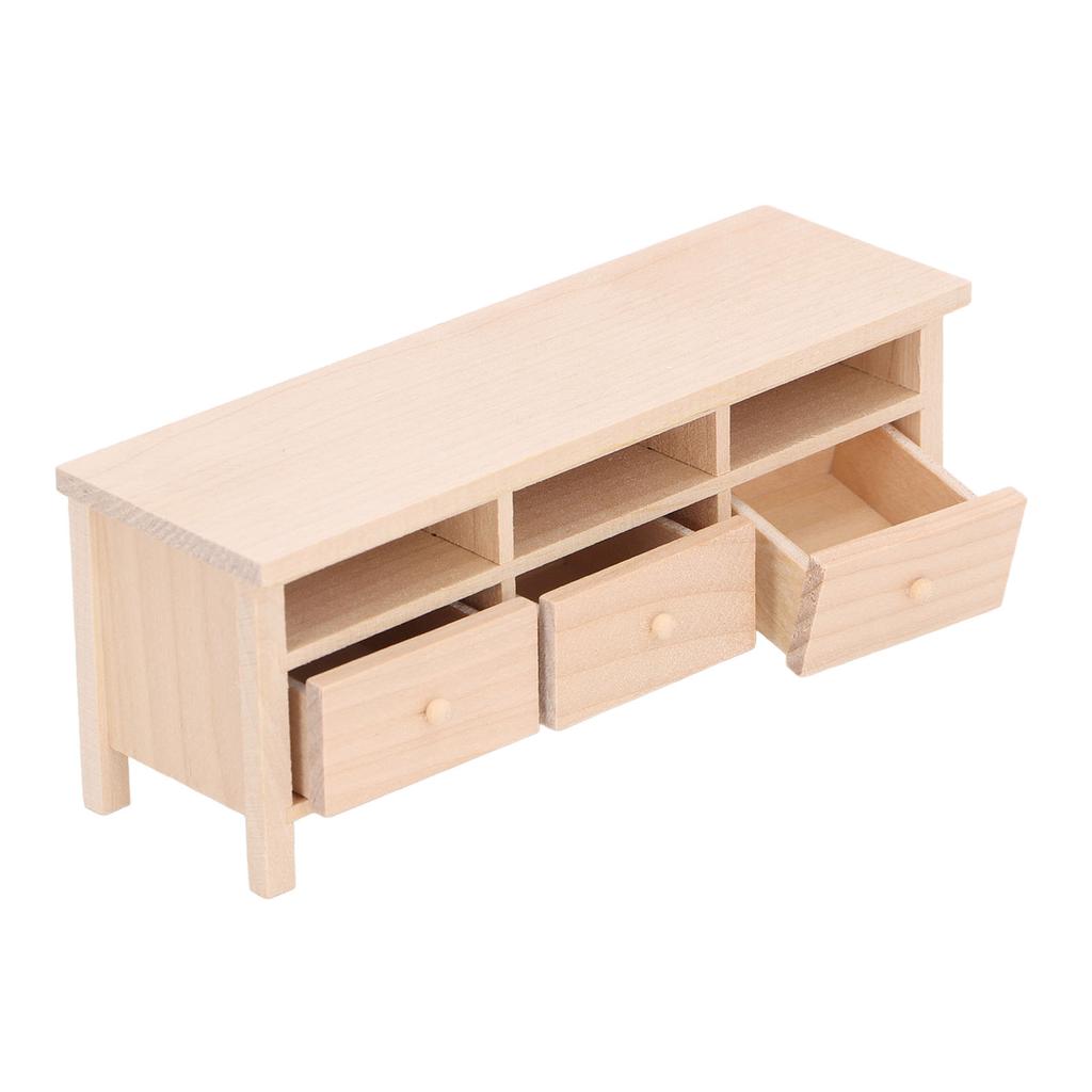 Miniature TV Cabinet Simulation Drawers Design Decorative Wooden Furniture Model for 1Celsius12
