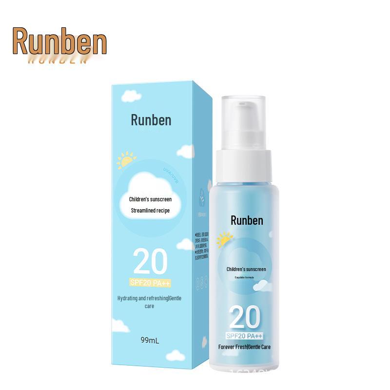Lotion Solaire Runben pour Enfants: Protection UV pour Peau Sensible, Convient aux Bébés, aux Étudiants et aux Femmes Enceintes.