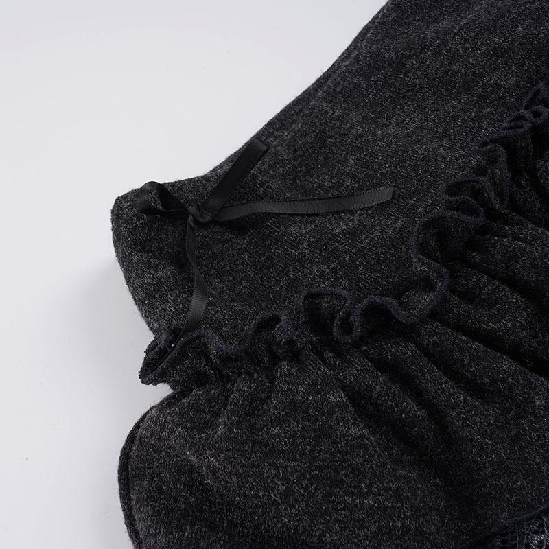 European & American Sweet Style Ruffle Patchwork Low-Waist Knit Skirt