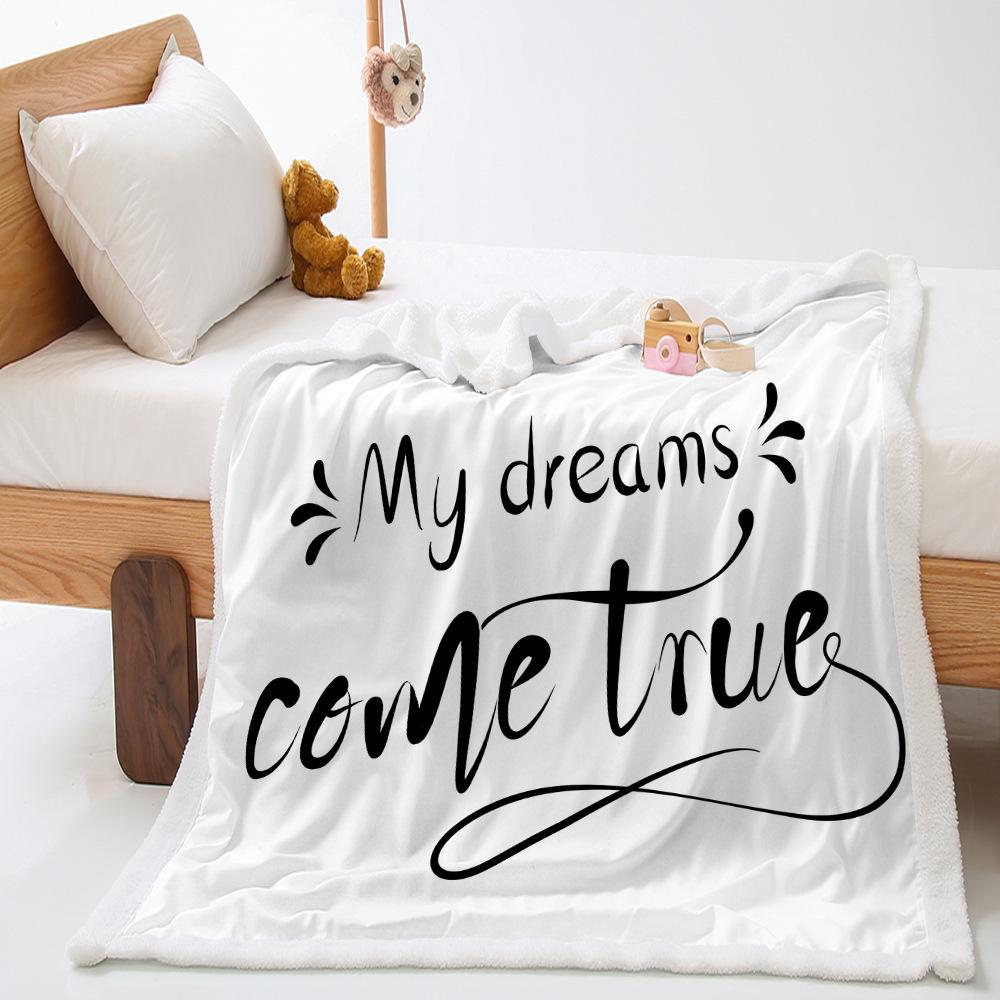 Letter black and white blanket ebay lamb wool crystal fleece blanket