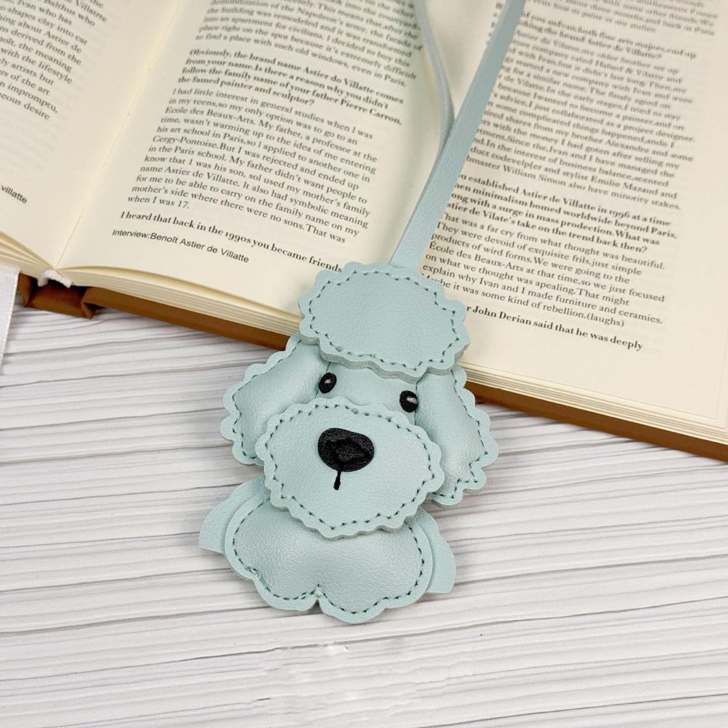 Trendiger niedlicher Kawaii-Cartoon Leder Pudel Hund Taschenanhänger Anhänger Schlüsselanhänger Tier Rucksack Handtasche Dekoration Anhänger für Frauen Männer