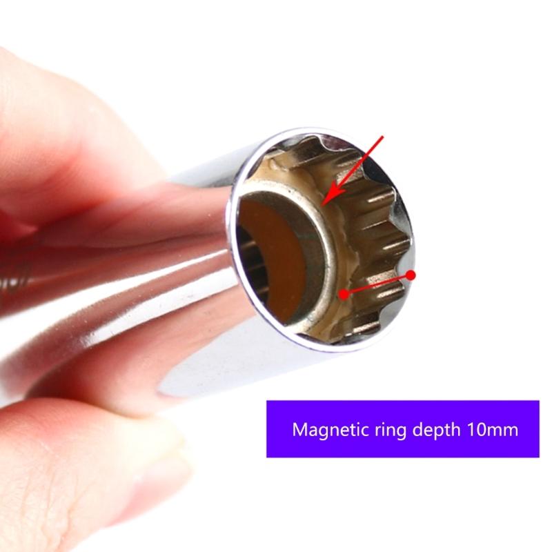 2pcs Magnetic Spark Plugs Socket Wrench Set Featuring Ergonomic Grip Steel Construction for Efficient Engine Maintenance