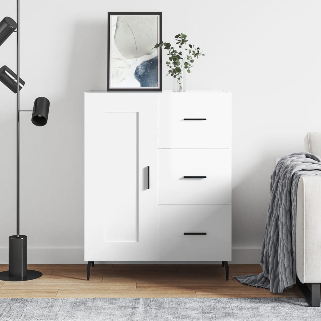 Sideboard High Gloss White 69.5 x 34 x 90 cm Engineered Wood