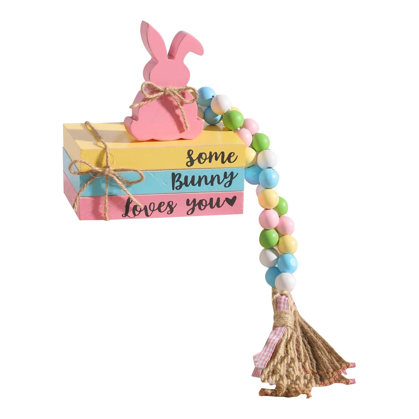 

Пасхальный кролик деревянный поднос с бусинами в виде стопки книг One Size