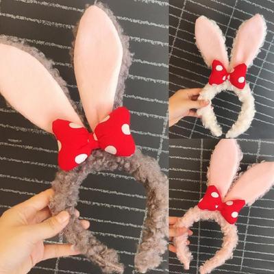 Fellige Hasenohren Stirnband mit Schleifen Hasenohren Haarreif Cartoon Kostüm