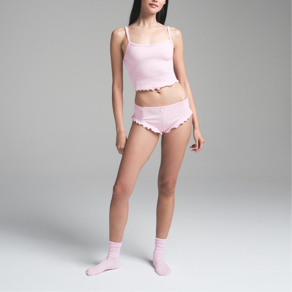 SKIMS Valentines Day Collection SS25 Logo Pointelle Cropped Cami Set With Bow Triangle Panty Women underwear Cherry-Blossom ST-SST-8459W-CMB