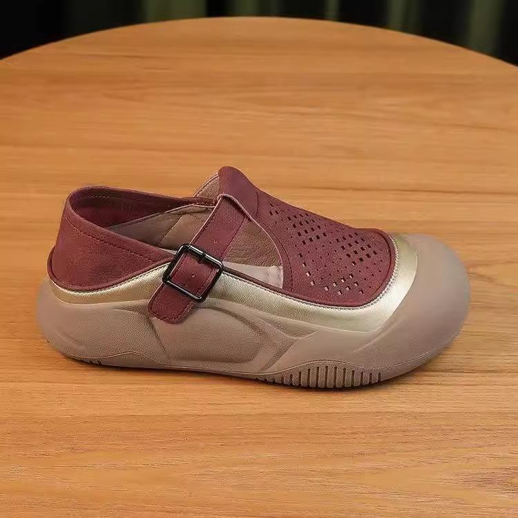 

Korean version of foreign trade versatile hole sandals summer wear new thick-soled one-pedal retro mother casual sports shoes 40 бордовый