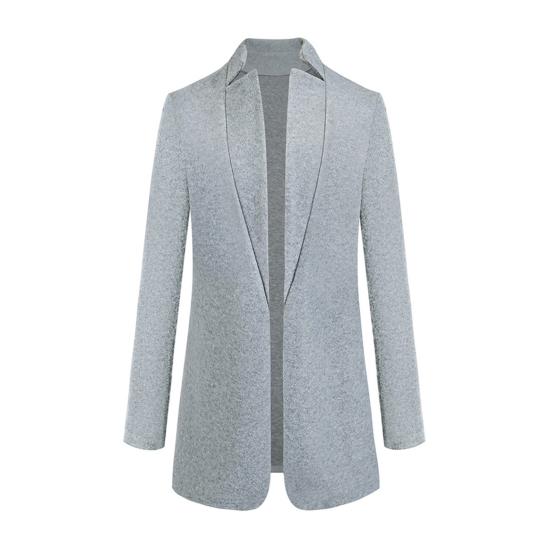 

Модний жіночий зимовий однотонний жакет з довгим рукавом, коміром-стійкою, пальто зі штучної вовни L сірий