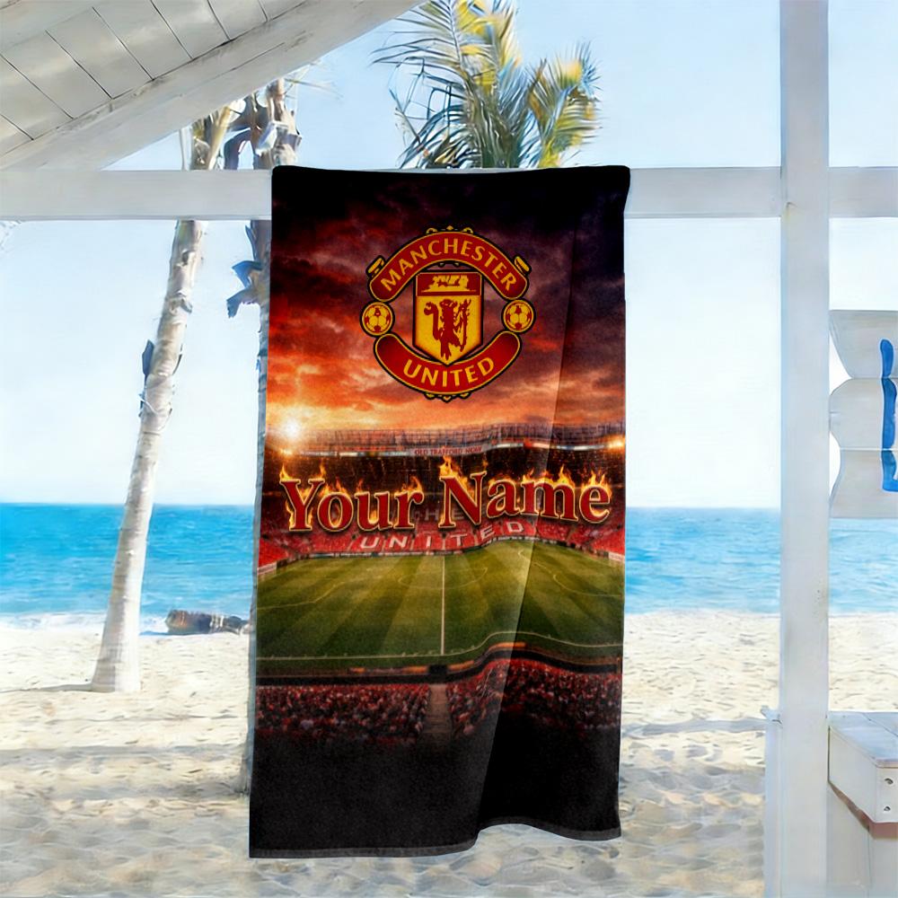 Manchester Customize Text Beach Towel Quick-Dry Soft Microfiber