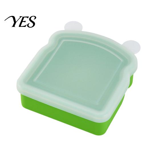 Portable Breakfast Box Silicone Sandwich Holder Lunch Box, Microwave Safe Food Container for Bread Keeper Work Toast, Leak-Proof Bento School,