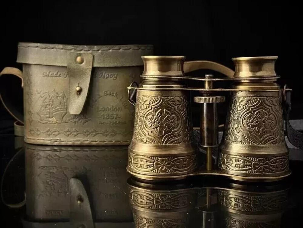 Vintage Fernglas Faltbares Monokular Teleskop Spektiv Massives Messing Antik-Finish