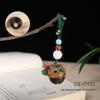 Handwoven Ebony Green Sandalwood Cat Bell Scented Sachet Keychain Diffuser Pendant