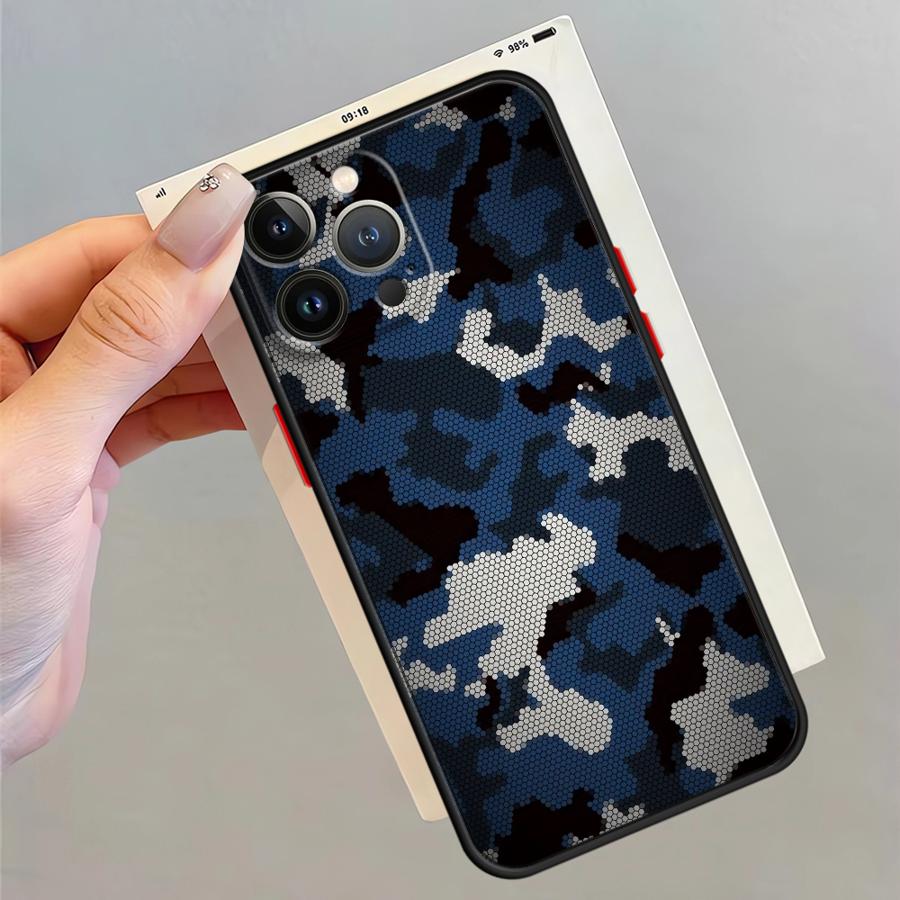 

Retro Camouflage Design Case for iPhone 17 Pro Max XS XR 14 16 Plus 13 Mini 7 8 SE 12 Air 15 11 Funda Back Phone Cover iPhone 7 Plus