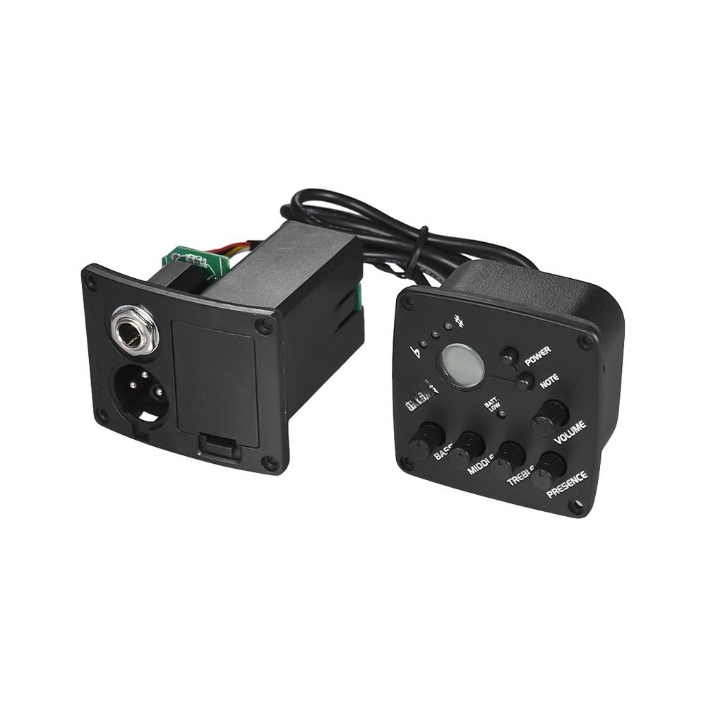 Guitare Acoustique Égaliseur 4 Bandes Tonalité et Volume Amplificateur Préampli Capteur Piézo 6,35 mm XLR avec Écran LCD