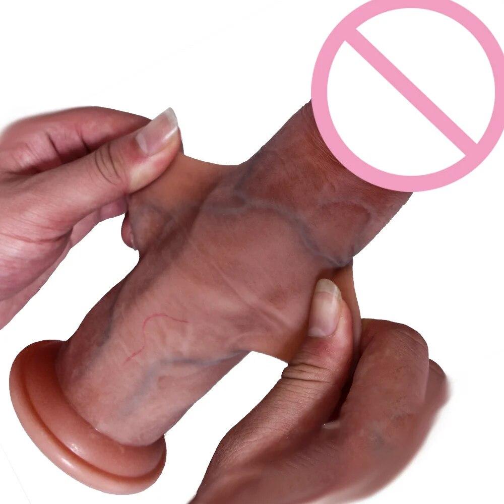 Realistiškas varpos slankiojančios apyvarpės modeliavimas Minkšti dildo sekso žaislai Didžiulis Dick Clitoris Stimuliuojantis sekso įrankiai Moterų masturbatorė