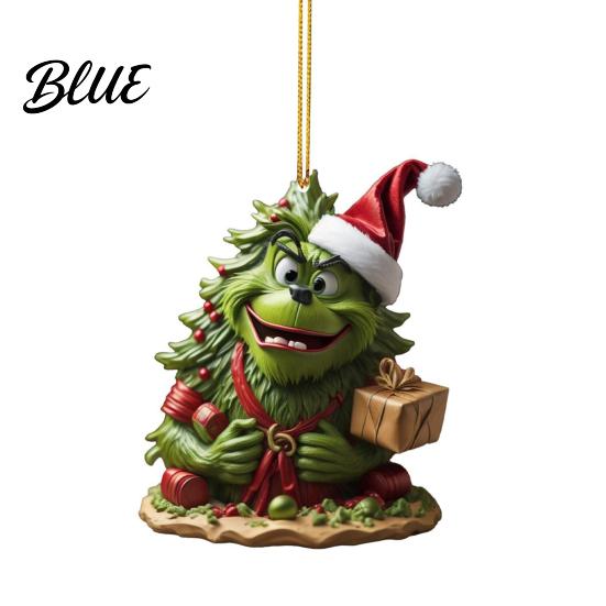 Acrylic Christmas Ornament Green Hair Elf Decoration Reusable Holiday Decor Xmas Tree Car Rearview Mirror Hanging Pendant Party Supplies Gift Durable