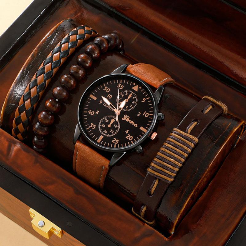 

Men S Casual Sports Belt Watch Watch Quartz Watch Bracelet Set Trendy large price