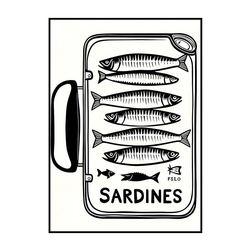Sardinenbüchse Poster Modern Klassisch Druck Ausstellung Surrealismus Leinwandbild Wandkunst Bild für Zimmer Zuhause Küche Dekorat