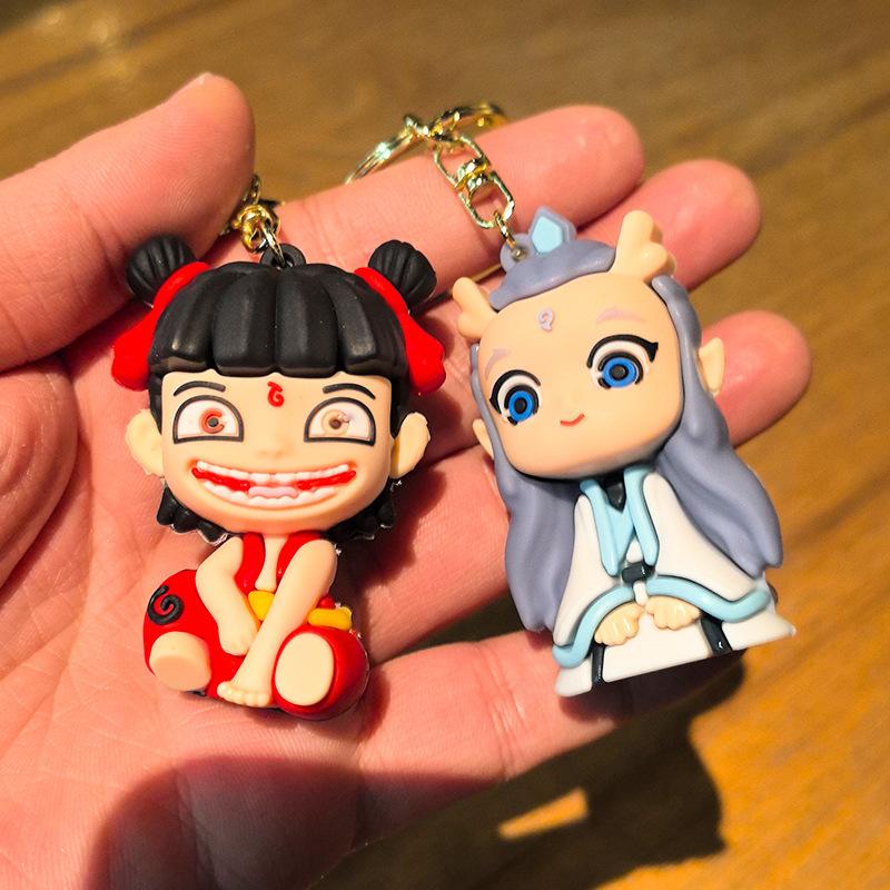 Popular Anime Keychain Nezha Ao Bing Key Chain Peripheral Doll Bag Key Ring Independent Packaging Birthday Gift Cartoon Frind