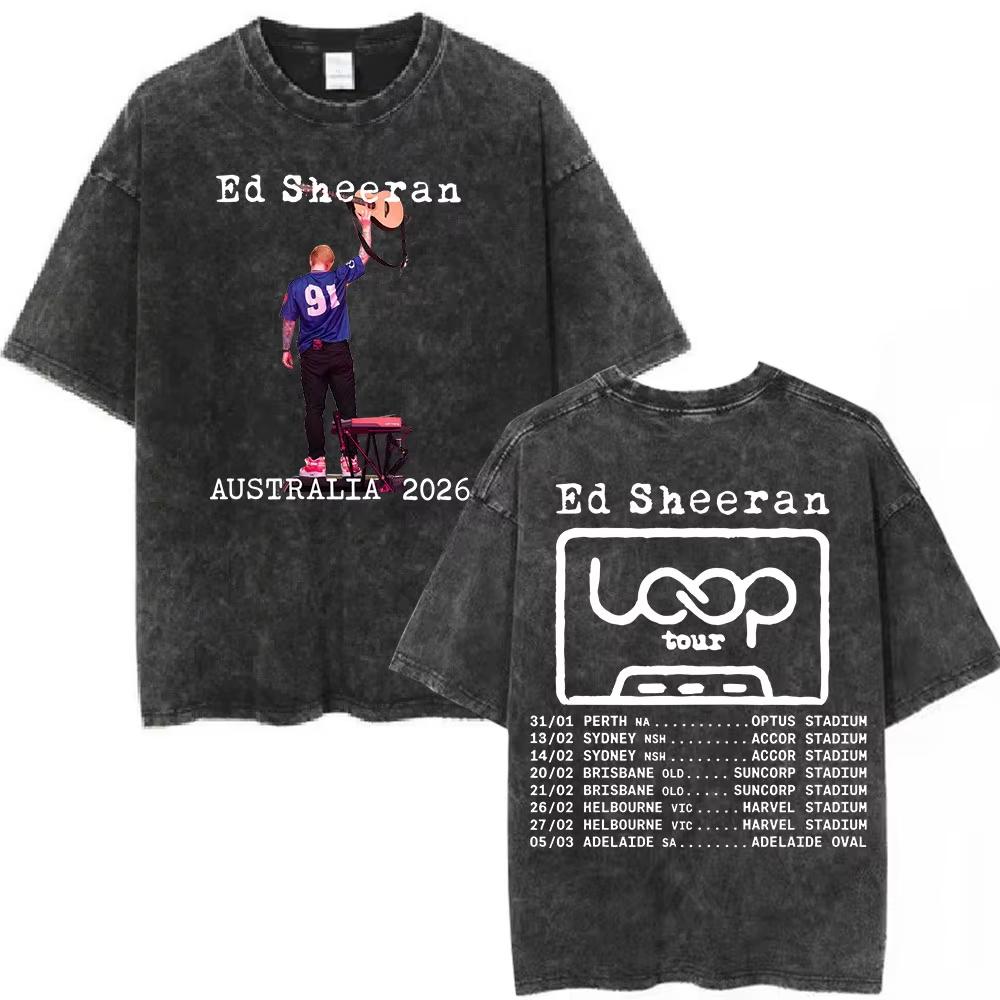 Ed Sheeran Loop Tour Australia and New Zealand Tour Merch Washed T Shirts Fans Gifts Men Women Fashion Cotton Cozy Tshirts