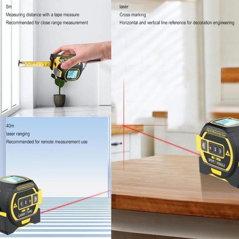 3-in-1 Laser Rangefinder Steel Tape Measure Rangefinder Indoor Laser Tape Measure