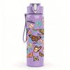 1PC Heart Shaped Mixed Butterfly Print 750ml Color Plastic Sports Water Bottle Leakproof Flip Straw Lid Suitable for Sports Office Home Use