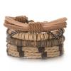 Men's Multi-Layer Bracelet Set with Wooden Beads and Braided Leather
