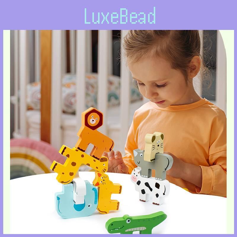 Wooden Lions Cows Elephants Animals Stacking Toy For Kids Educational Balance Building Kids Gift