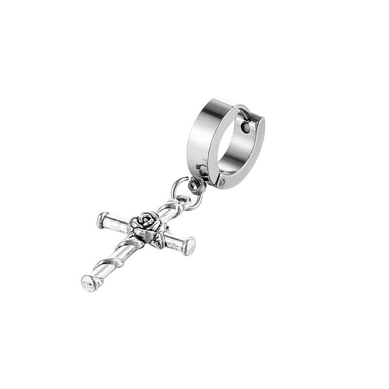 Boucles d'oreilles gothiques pour hommes et femmes, pendentif Design croix Rose, bijoux de fête de rue, breloques, cadeaux féminins