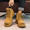 2026 Trendy Men's Lace Up High Top Fleece Lined Cotton Workwear Boots Spring Autumn Outdoor Motorcycle UK Style Short Boots