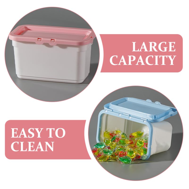 DOITOOL 3-Piece Large Capacity Plastic Laundry Bead Storage Box with Lid, 7.2" x 4.1" x 3.9" for Laundry Powder Storage and Detergent Storage
