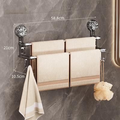 Dual-Layer Suction Cup Towel Rack Stainless Steel Bath Towel Holder Shower Door Towel Bar Rack Bathroom Accessories