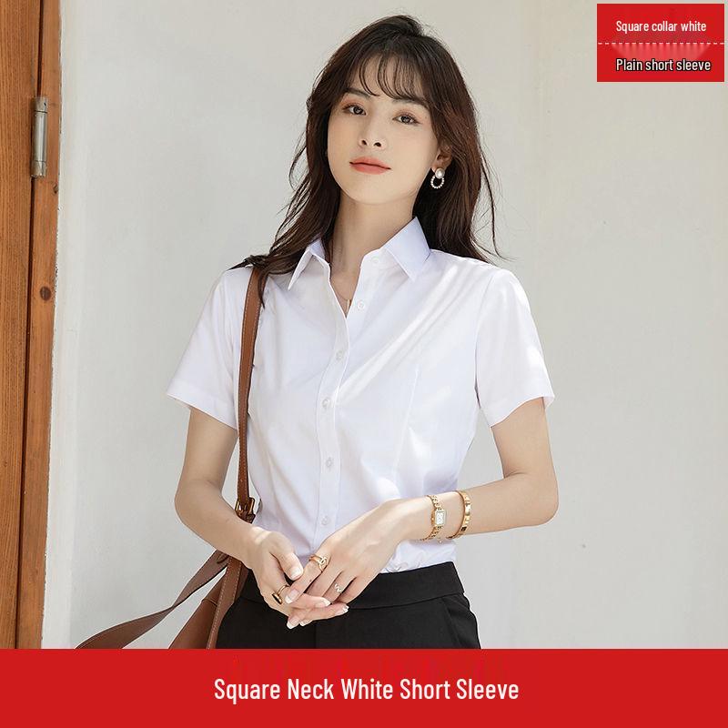 Damska Formalna Bluzka do Pracy - Opcje Długi/Krótki Rękaw w Kolorach Białym, Czarnym, Niebieskim na Wiosnę i Jesień