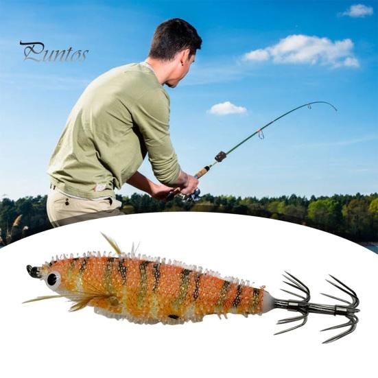 7.5CM/6G Bionic Shrimp Lure with Squid Hook Glow-in-the-dark Realistic Artificial Bait Saltwater Freshwater Bass Walleye Trout Fishing Accessories